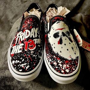 Unisex Brand New Vans Slip-ons Friday The 13th Jason Vorhees Size 10.5 M